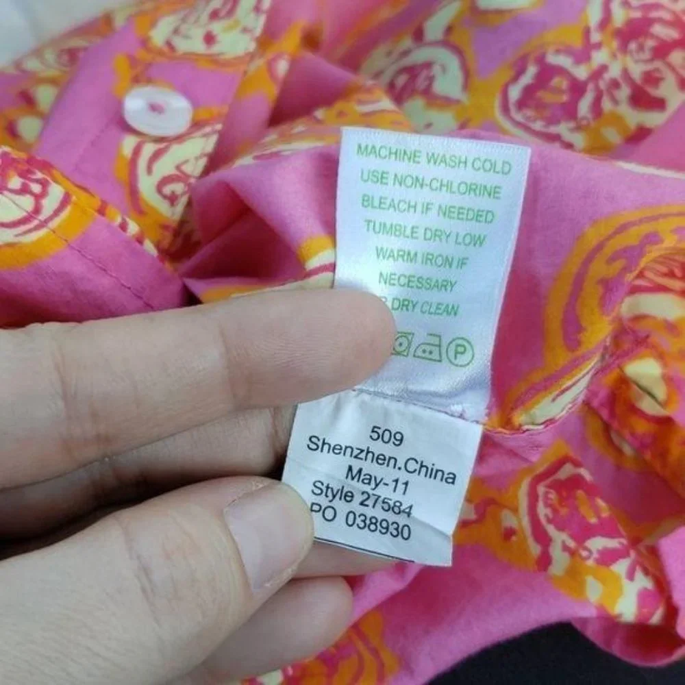 Lilly Pulitzer Pink Orange Print Button Down Top - Picture 6 of 8